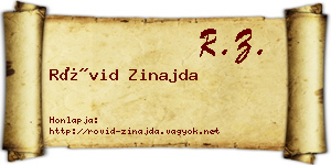 Rövid Zinajda névjegykártya